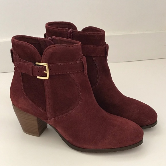 DIBA Sleek Suede Boots Ankle Booties Burgundy NEW Women’s Size 8 - Picture 1 of 16